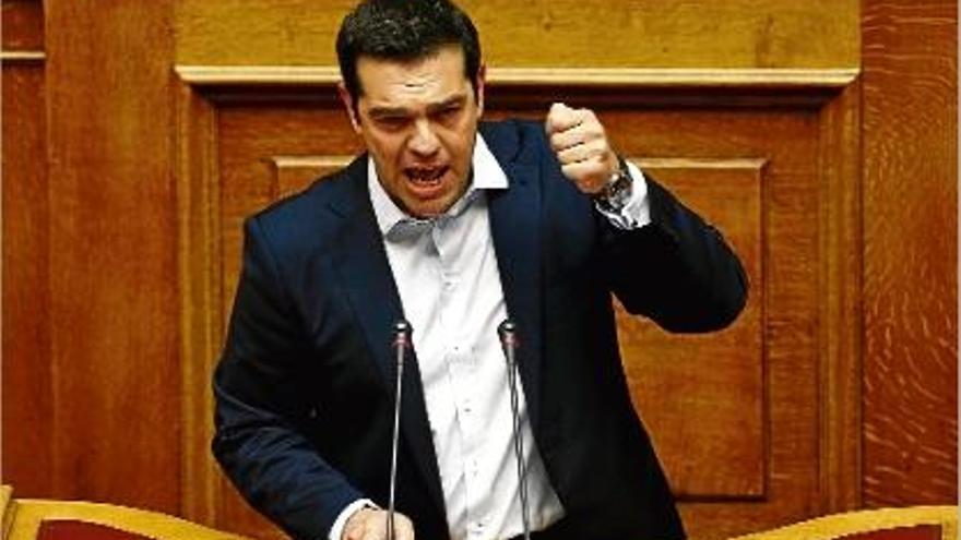 El primer ministre de Grècia, Alexis Tsipras, ahir al Parlament.
