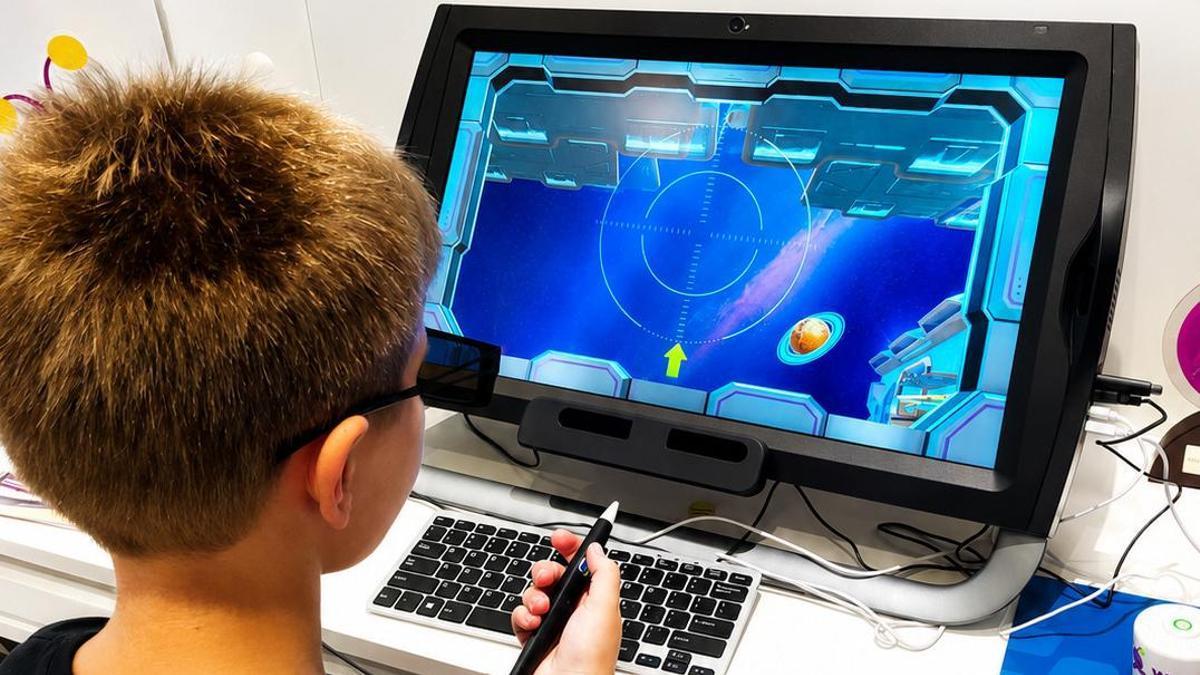Un infant fent una evaluació de la visió amb WIVI Visión.