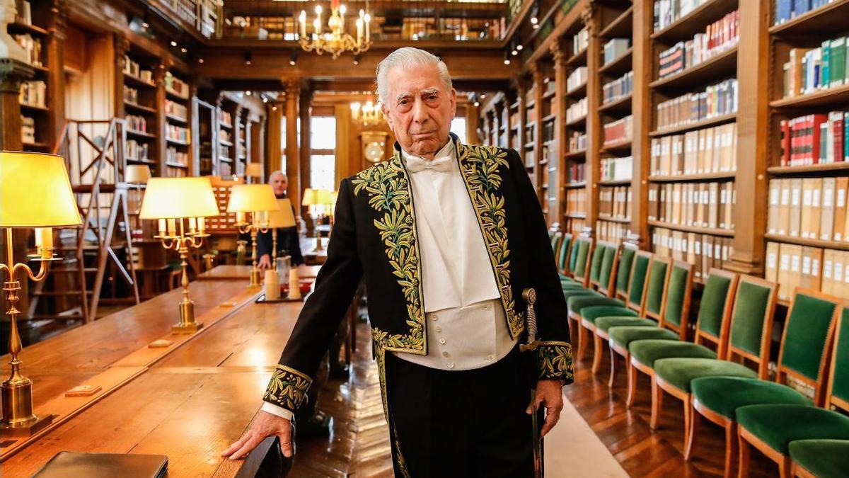 Mario Vargas Llosa, el día de su ingreso en la Academia Francesa en febrero de 2023.