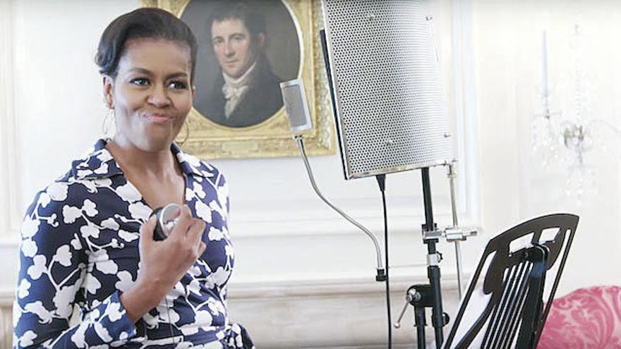 Michelle Obama, durante la grabación del videoclip. // Efe