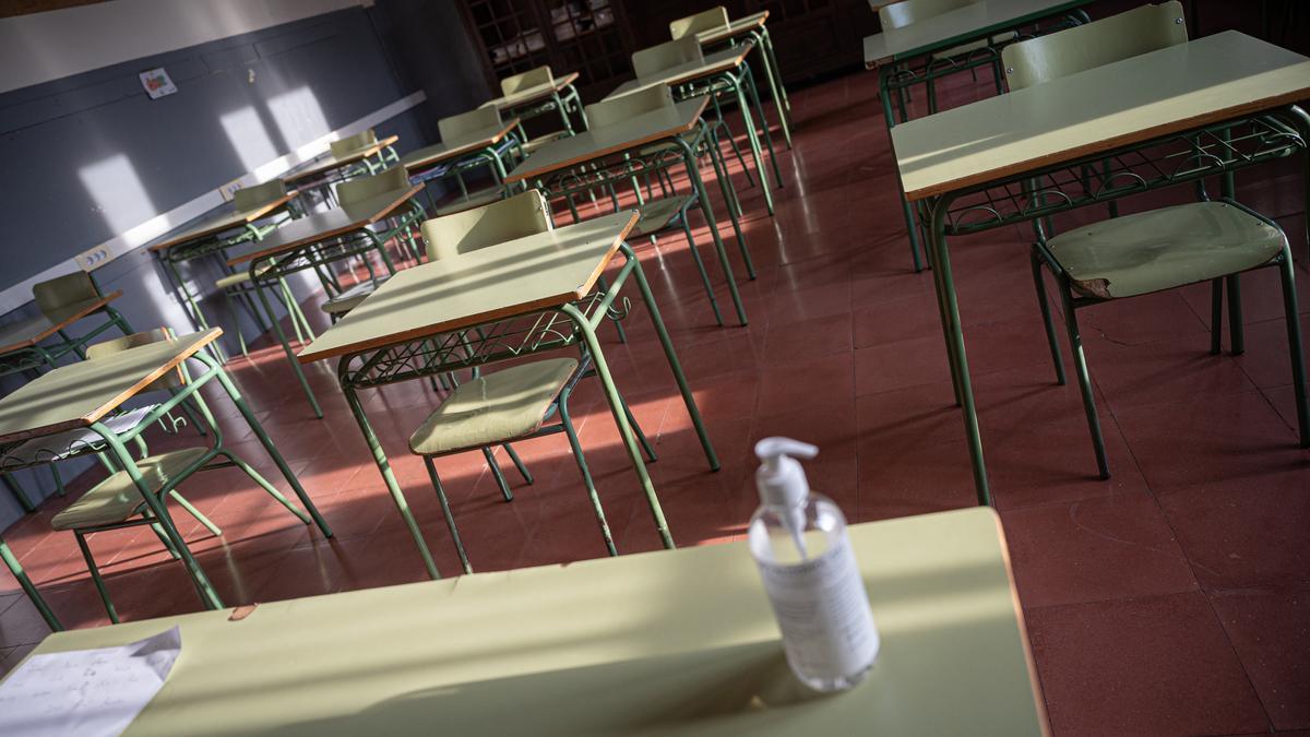 Un aula vacía de ESO en un instituto de Barcelona.