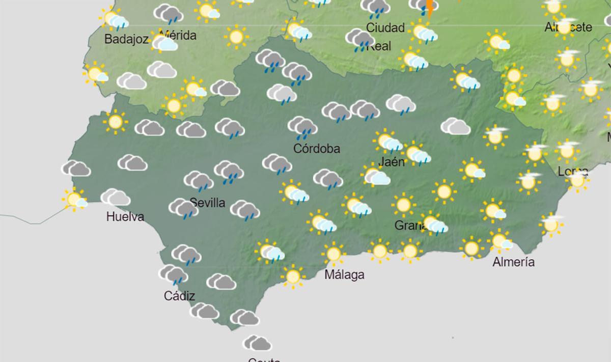 Predicción de Aemet a las 20.00 horas de este lunes.