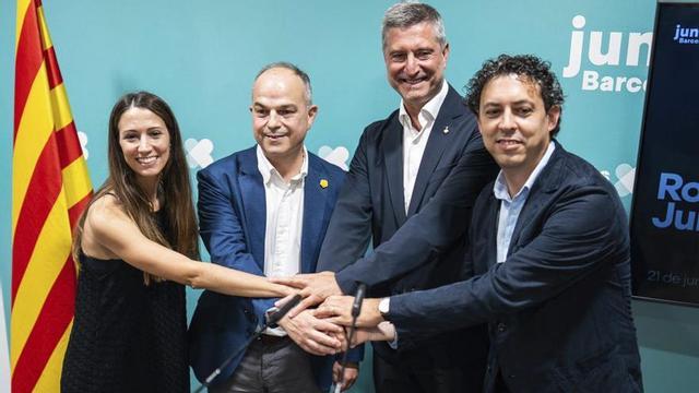 Judith Toronjo, Jordi Turull, Jordi Martí, i Joan Rodríguez, ahir a Barcelona. | ZOWY VOETEN