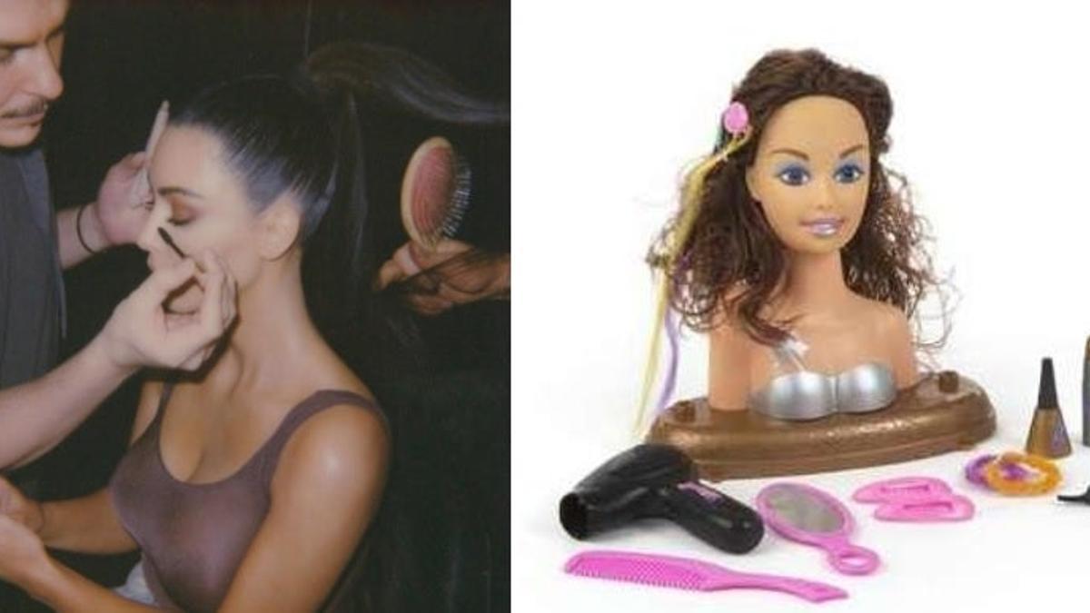 Kim Kardashian y una muñeca para maquillar