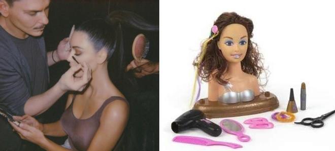 Kim Kardashian y una muñeca para maquillar