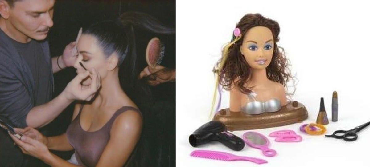 Kim Kardashian y una muñeca para maquillar