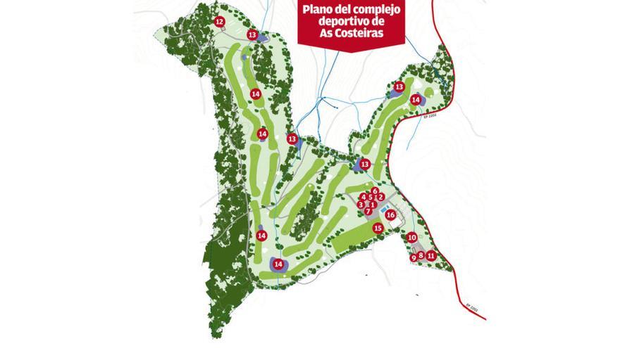 Plano del futuro campo de golf de Baiona // Hugo Barreiro