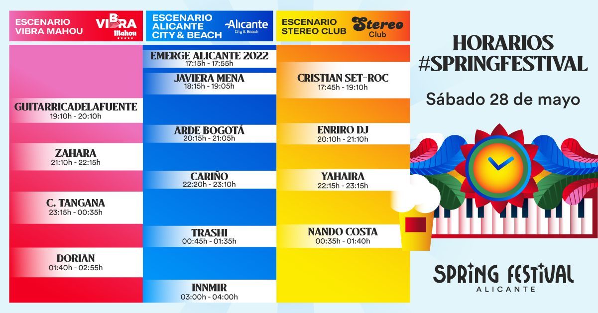 Horarios Spring Festival 2022: Sábado 28 de mayo