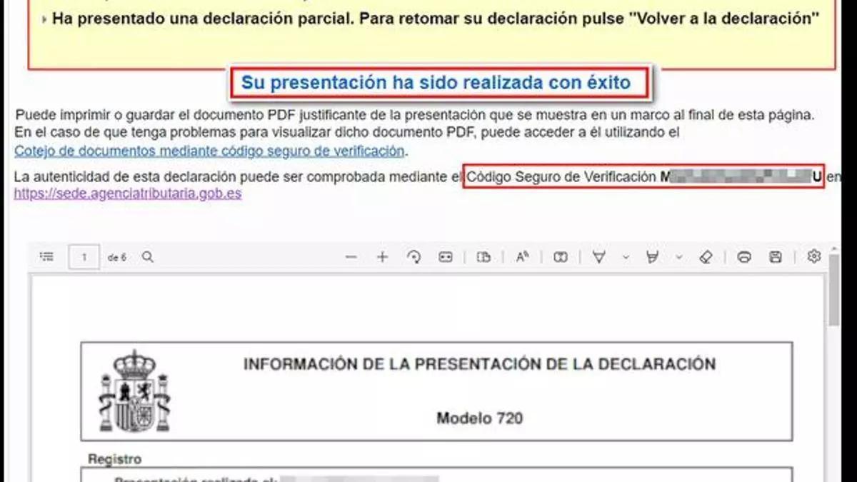 Modelo 720 Declaración de la Renta