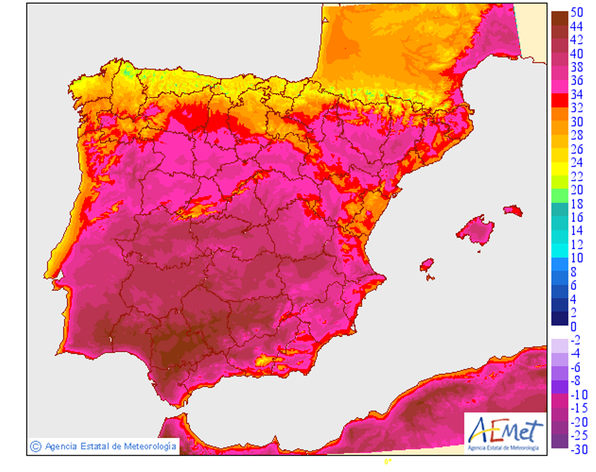 Temperaturas máximas para este sábado