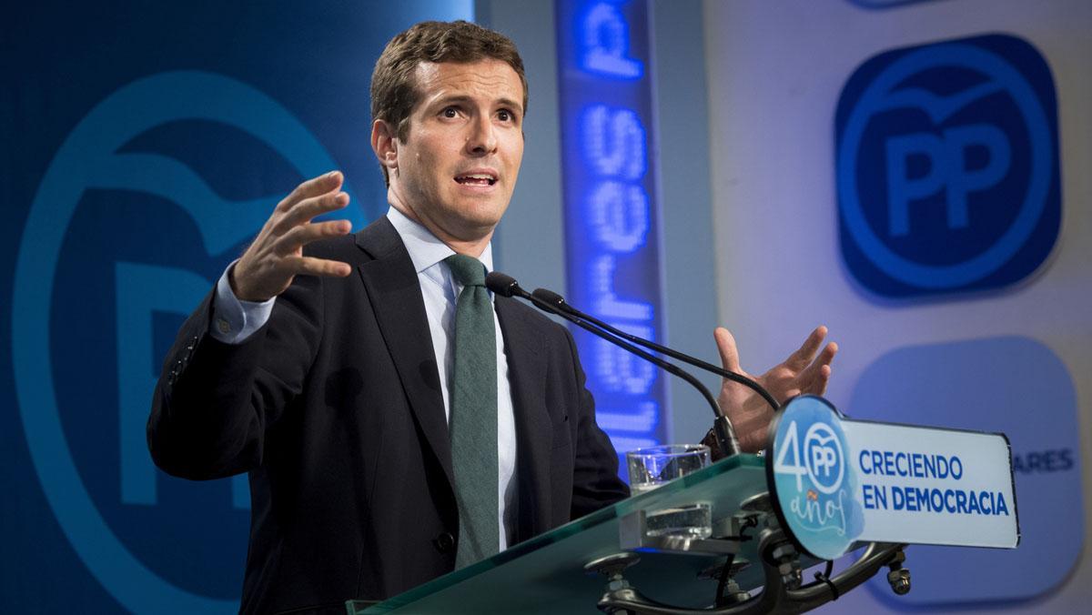 Pot acabar empresonat com el que la va declarar fa 83 anys, diu el vicesecretari del PP, Pablo Casado.