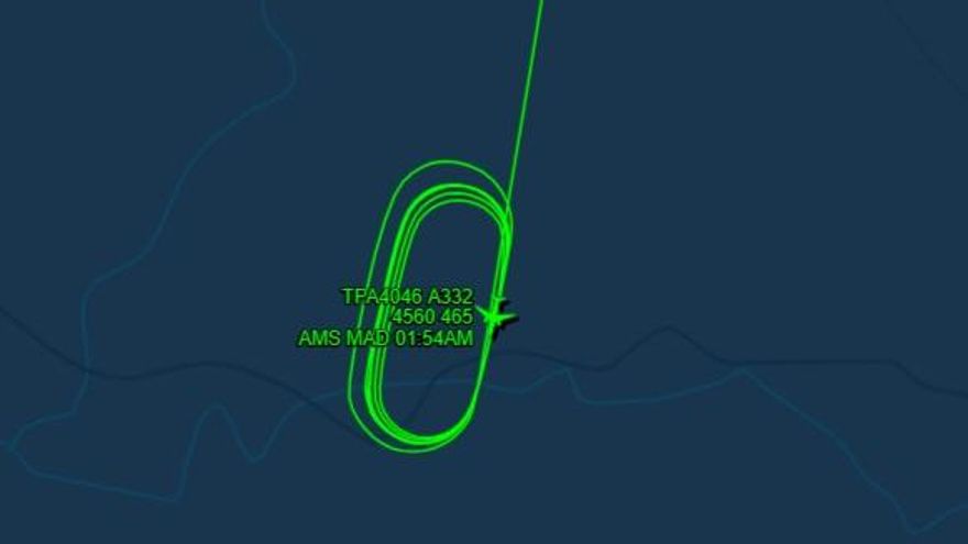 Detalle de las vueltas que dio el avión Ámsterdam-Miami en Zamora.