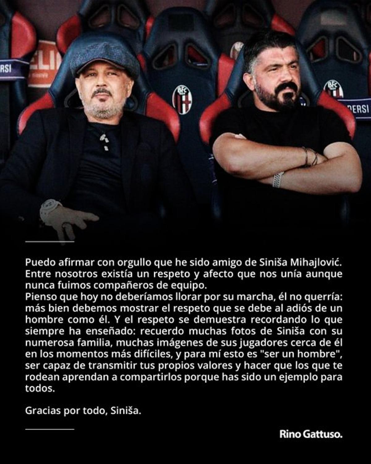 La carta de Gattuso a Mihajlovic