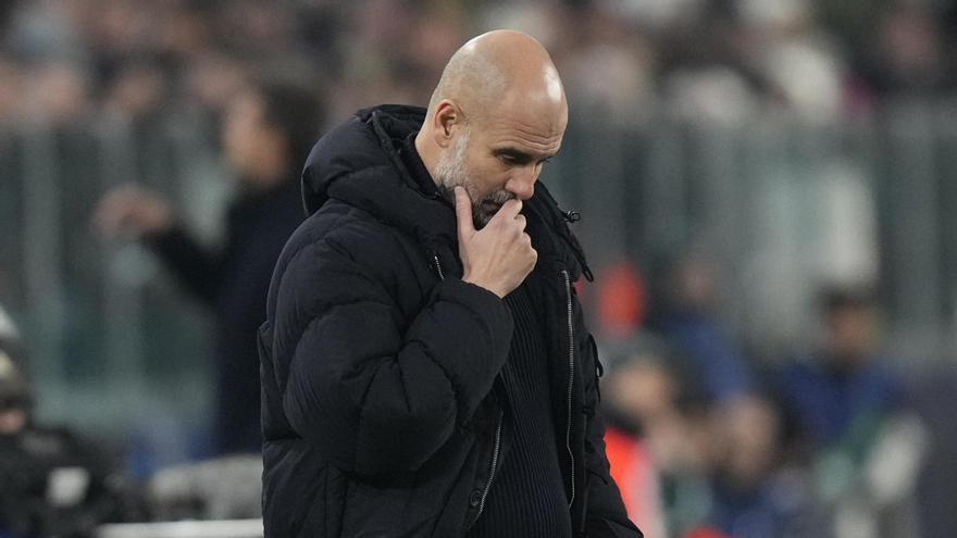 Pep Guardiola, entrenador del Manchester City, durante el partido de Champions contra la Juventus.
