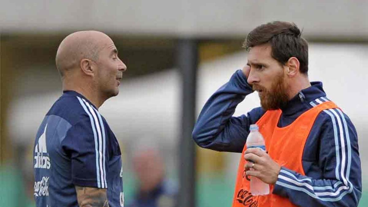 Sampaoli, junto a Messi