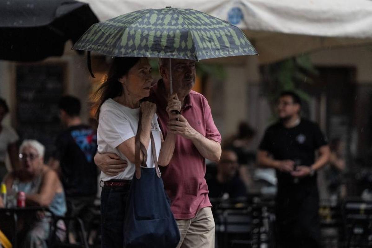 Las lluvia y la tormenta llega a la ciudad de Barcelona Las lluvia y la tormenta llega a la ciudad de Barcelona