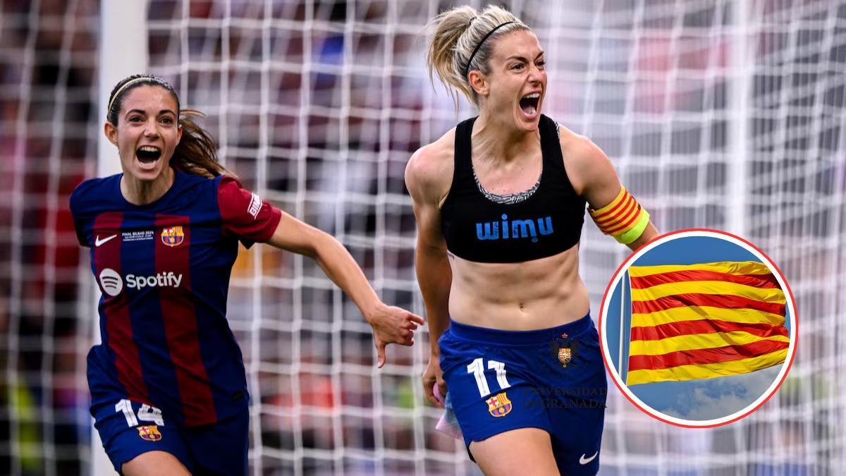 Aitana y Alexia celebran un gol en la final de la Champions conquistada la temporada pasada.