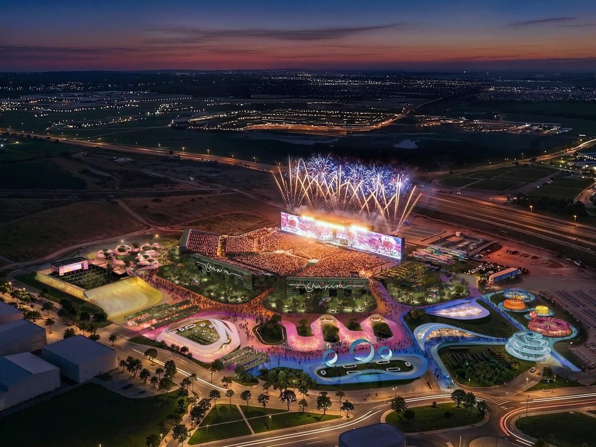 Simulación de cómo será el Estadio Shakira, que se construirá en el espacio Iberdrola Music.