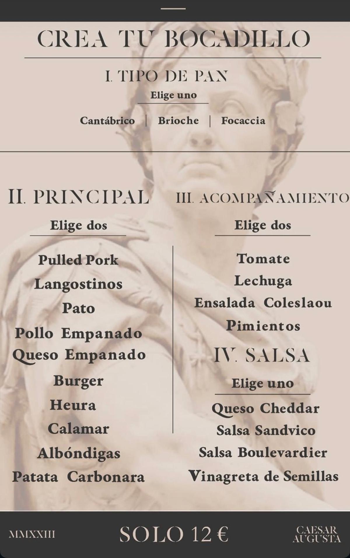 Ilustración en redes sociales de qué es el Ave César de la Bocatería Sandvico (Zaragoza)