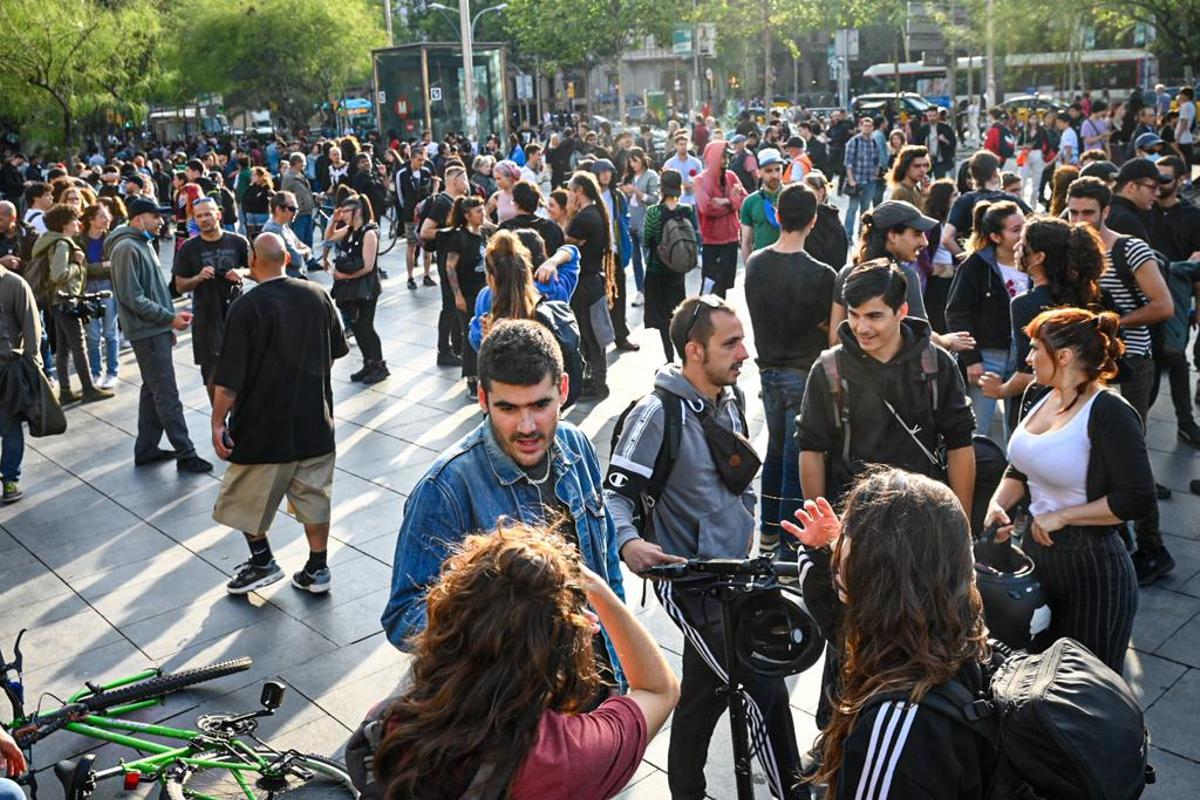 Manifestación antifascista de plaza Universitat