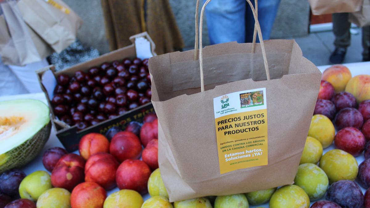 Una de las bolsas de fruta repartidas a finales de julio en Mérida.