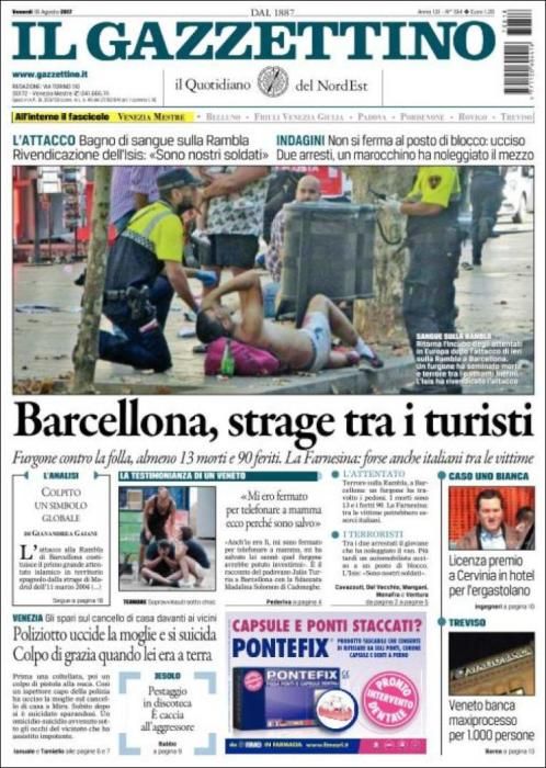 El ataque en Barcelona en la prensa internacional