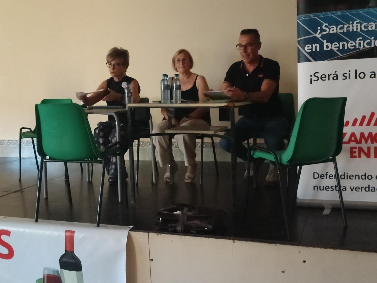Integrantes de Stop Biogás Comarca de Benavente, Zamora en Pie y Defensa de los Valles, durante el acto en Castrogonzalo.