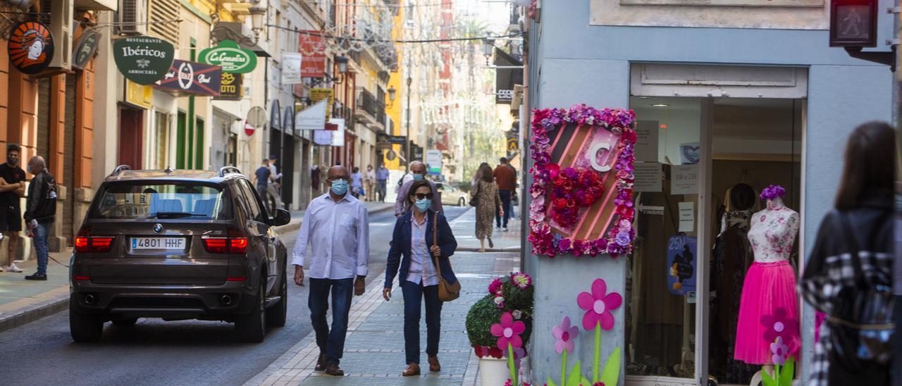 Una zona comercial del centro de Alicante