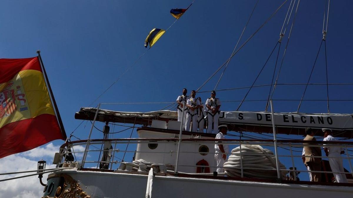 Marines de instrucción en el buque-escuela Juan Sebastián Elcano.