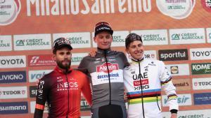 Van der Poel y Pogacar, en la Milán San Remo junto a Filippo Ganna