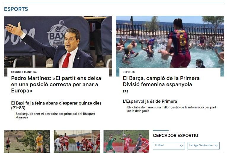 Reforcem la nostra cobertura dels caps de setmana posant focus a l'actualitat esportiva /