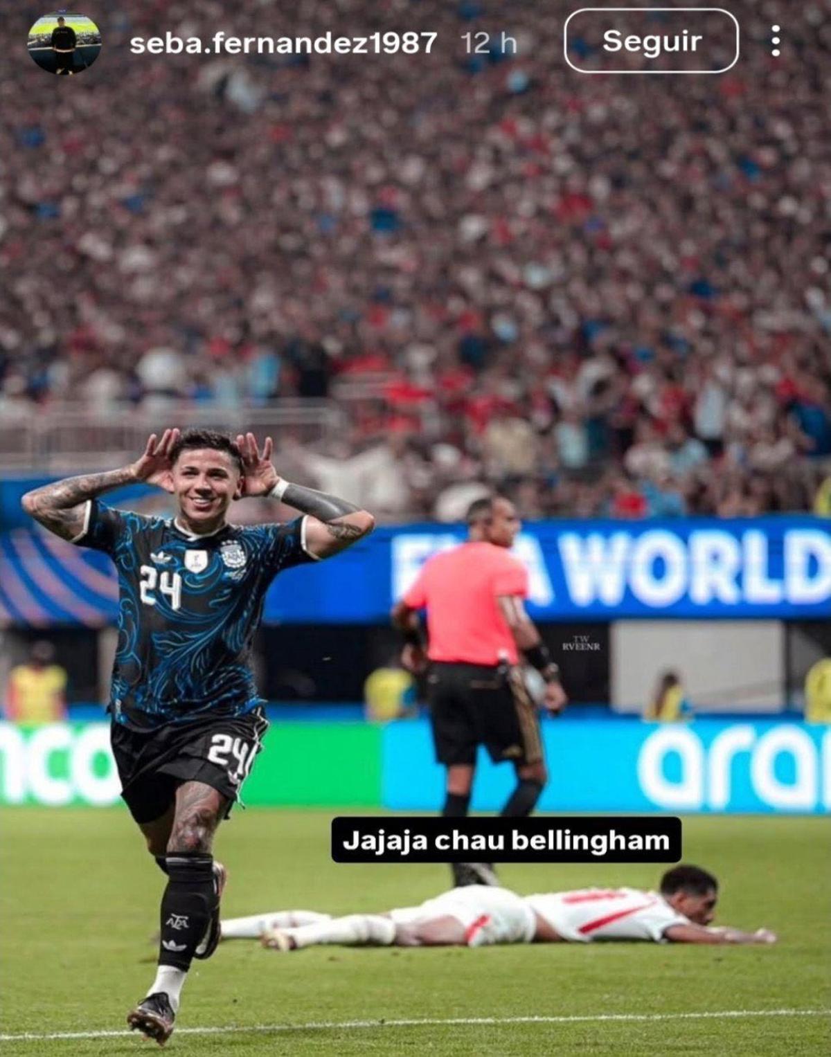 El hermano de Enzo Fernández se burló de Bellingham en sus redes sociales