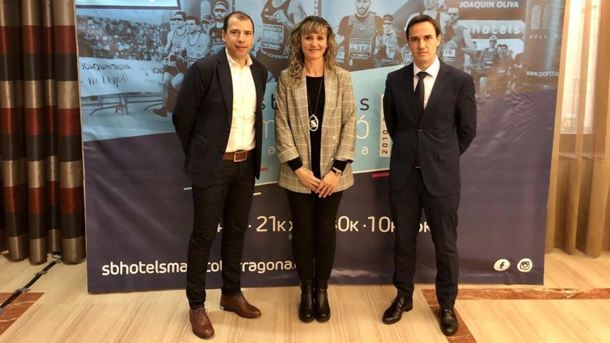 Jordi Artiga, María José López y Juanan Fernández en la presentación de la XX edición Marató Tarragona