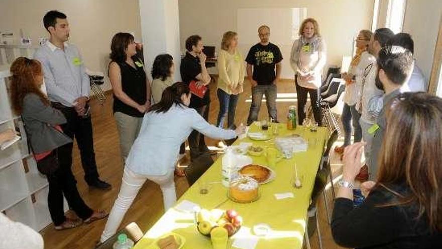 Los emprendedores, ayer, en el almuerzo de ideas.