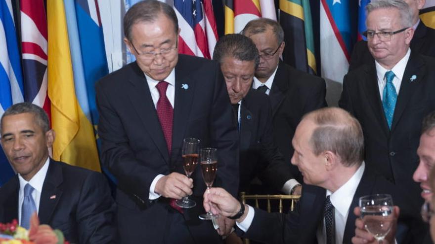 Putin, Obama y Ban Ki-moon en la cumbre de la ONU.