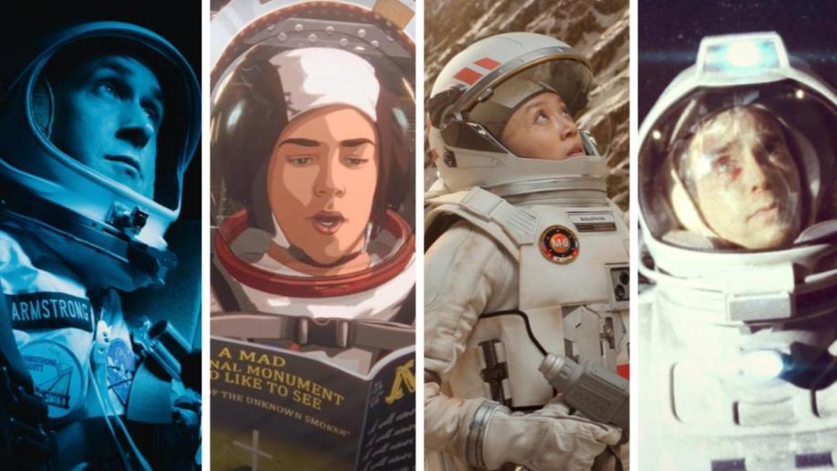 Fotogramas de 'First man', 'Para toda la humanidad', 'Apolo 10 1/2: Una infancia espacial' y 'Moon'