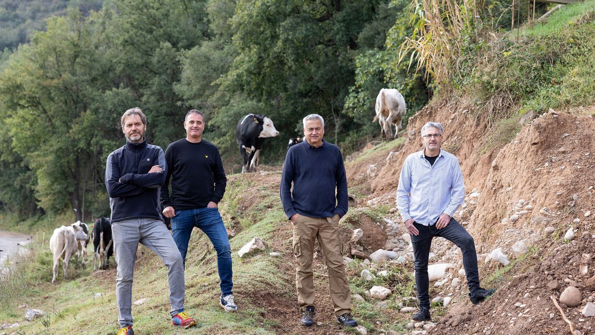 Socios de Agrofresc, de izquierda a derecha: Miquel Bosch, Josep Puigoriol Font (Mas Canadell), Josep Maria i Jordi Bosch