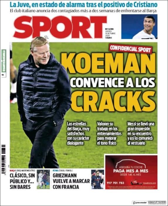 Portada SPORT jueves 15 octubre 2020