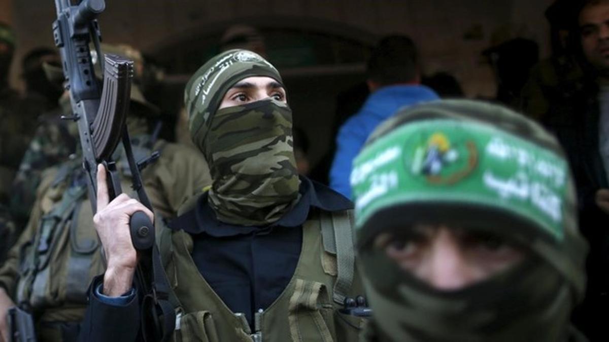 Miembros de Hamas en un funeral por dos militantes muertos el pasado 3 de febrero.