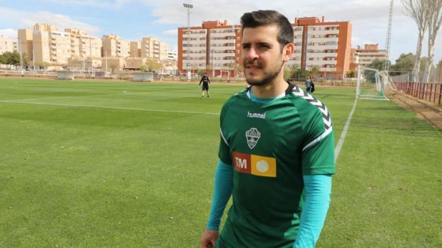 Víctor Rodríguez, al final del entrenamiento de este miércoles