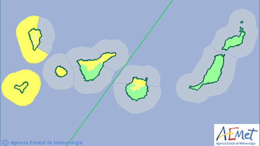 Avisos activos en Canarias este sábado.