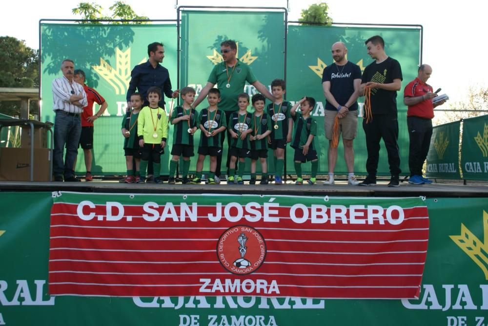 Los jugadores recogen sus medallas y trofeos.