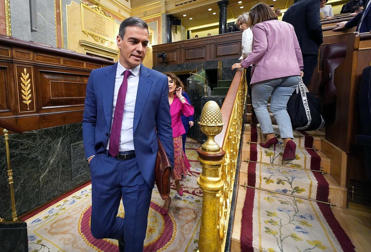 Madrid 24/04/2024 Pedro Sánchez   durante la sesión de control al Gobierno celebrada esta mañana   Imagen David Castro