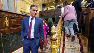 Pedro Sánchez   durante la sesión de control al Gobierno celebrada esta mañana.