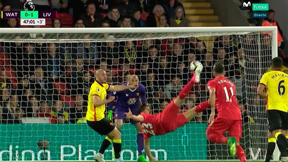 Can marcó un golazo de chilena en Vicarage Road