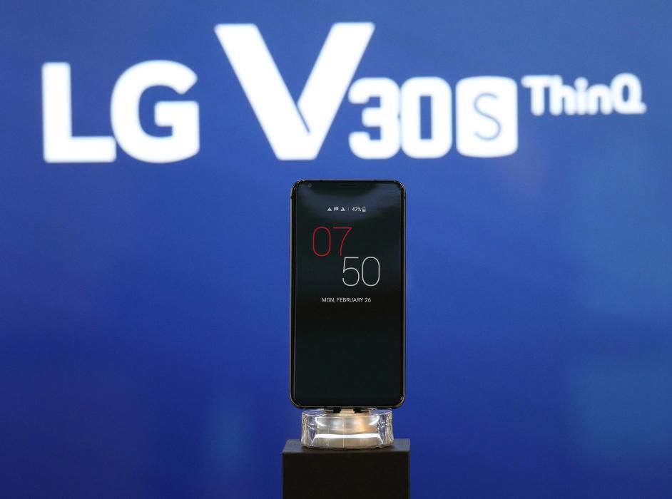 The LG V30S ThinQ is seen on display during the ...