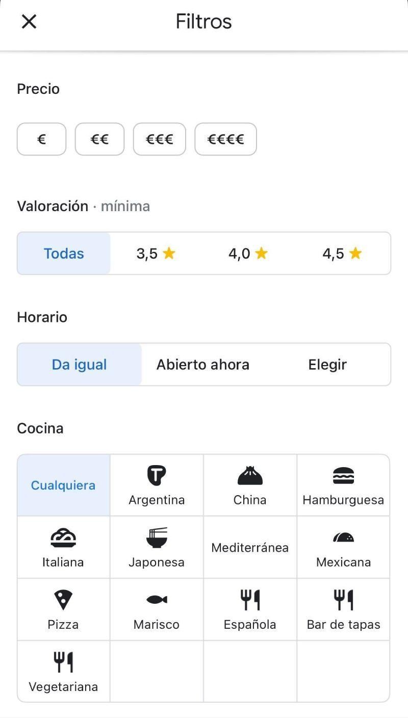 Truco Google Maps restaurantes