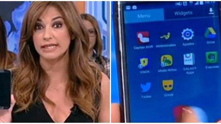 Mariló Montero muestra el móvil con la app.