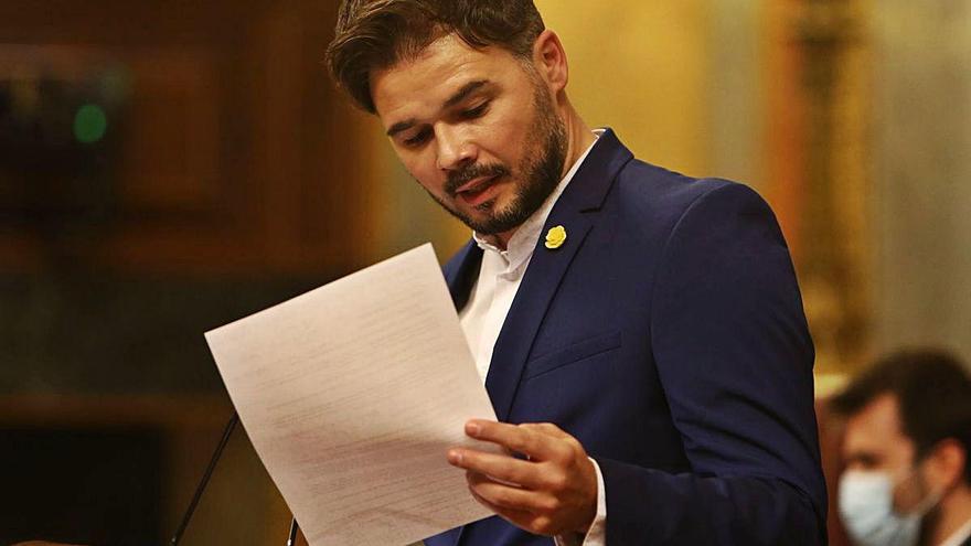 Rufián, durant la seva intervenció en el debat de la moció.