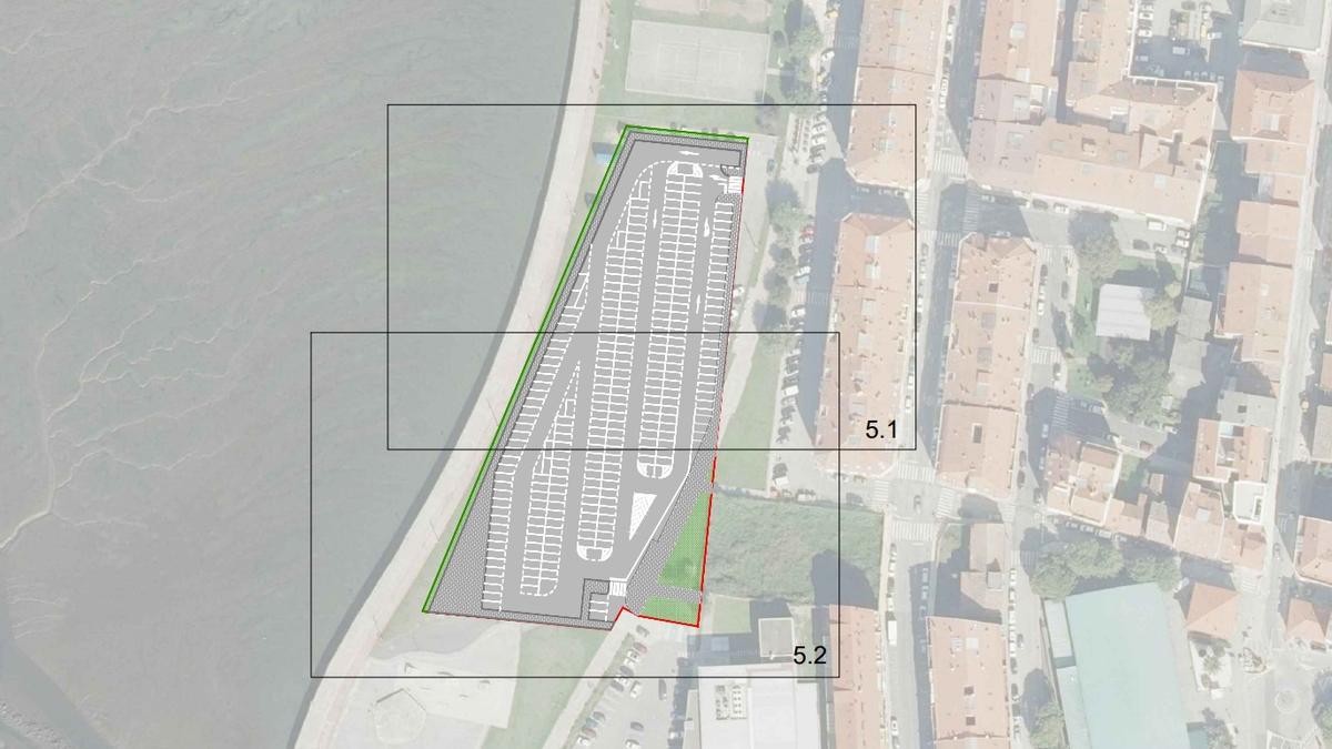 Plano del aparcamiento que se hará en el paseo de Labarta.